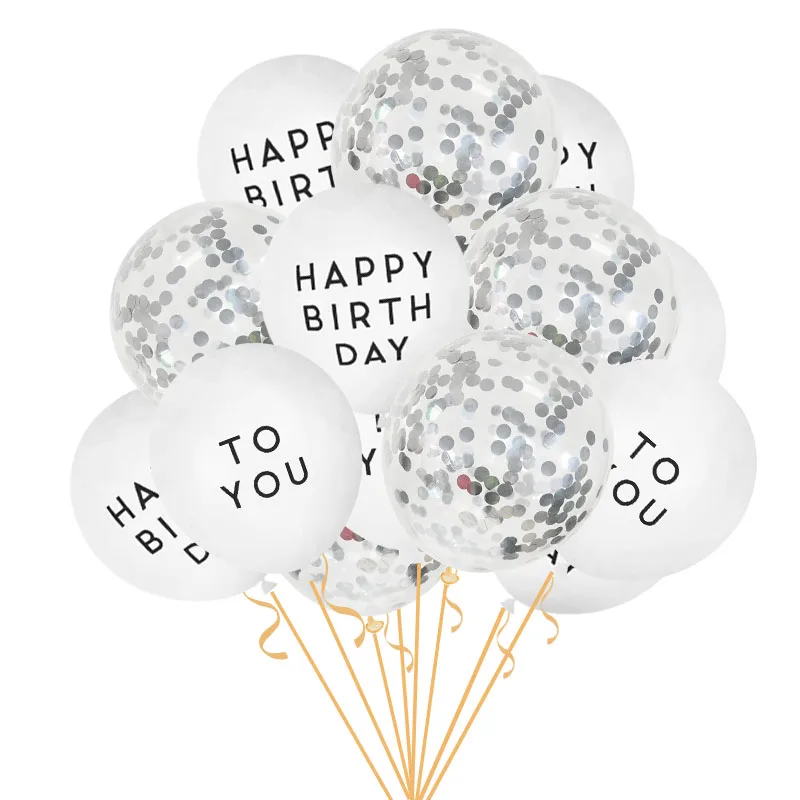 

1 Set White Happy Birthday To You Letter Latex Balloon Set Helium Balloon Decorations for Wedding Kids Birthday Party Balloons
