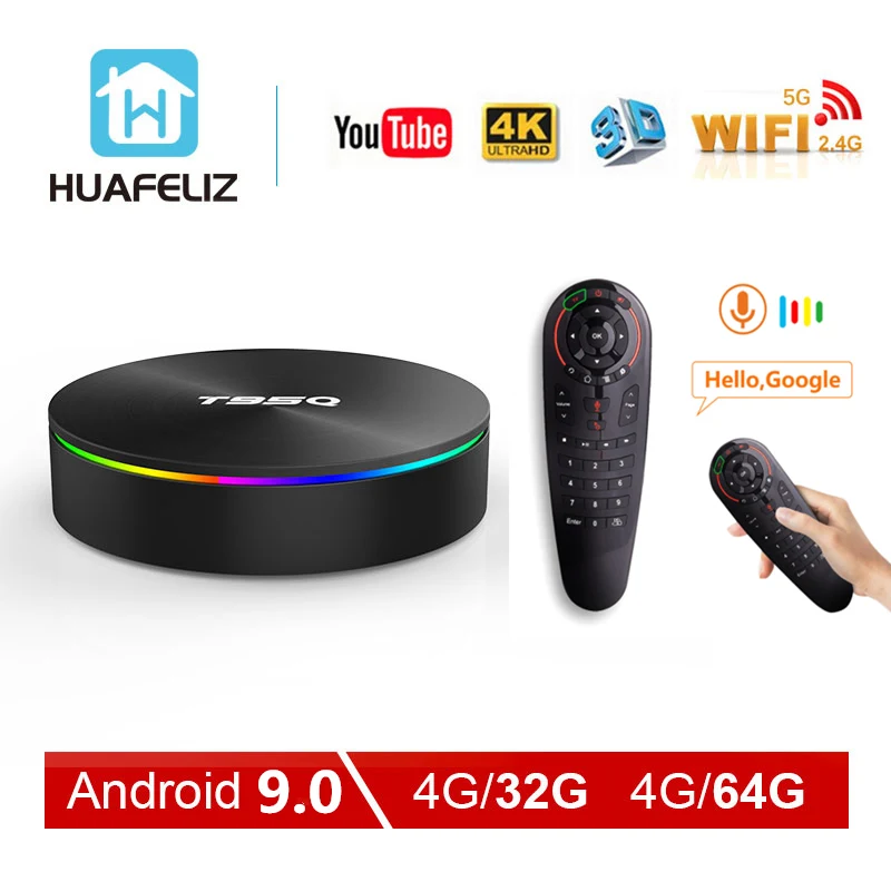 T95Q 4 Гб 64 ТВ приставка Android 9 0 LPDDR3 Amlogic S905X2 четырехъядерный 2 ГГц и 5 двойной Wifi BT4.1 100