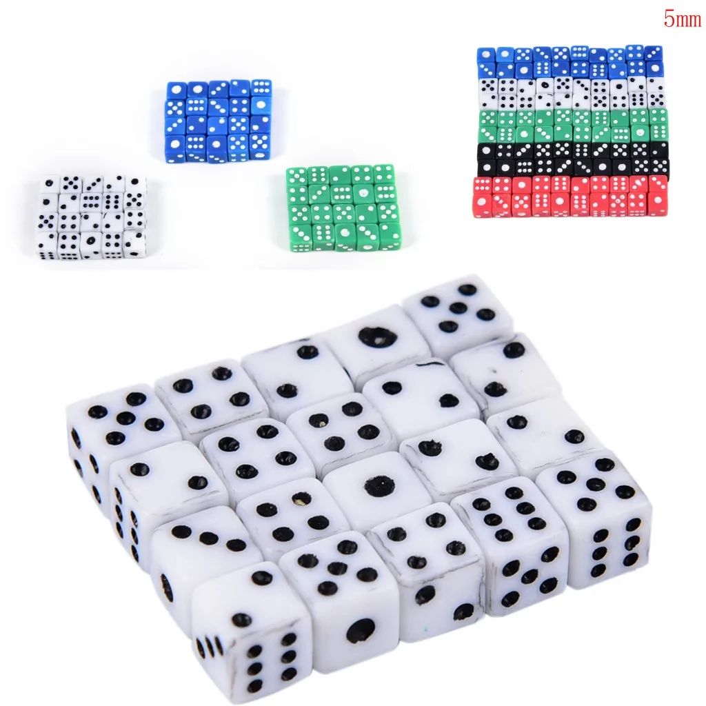 

20 шт. X кубики стандартный набор игральных костей 5 мм D6 акрил для игры мелкие игральные кости красный, синий, зеленый, белый, черный оптовая п...