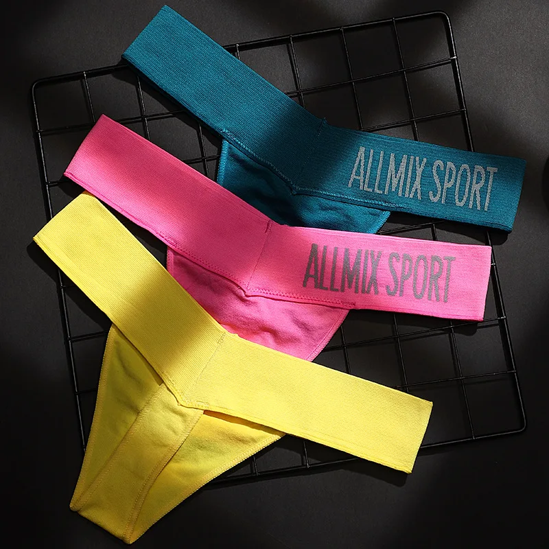 

3Pcs/Pack Women Cotton Panties Fashion Letter Pattern Sport Briefs Sexy Seamless Low Waits Thong Underwear Female Underpants New