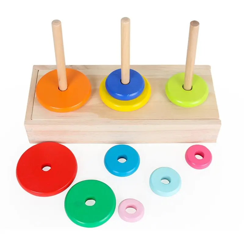 

New Hanoi Tower Kids Educational Toys Wooden Early Learning Classic Puzzle Toy