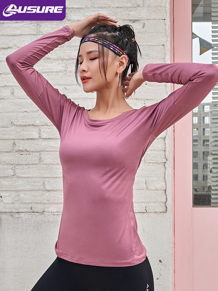 Женская спортивная рубашка Lusure красная быстросохнущая дышащая тонкая футболка