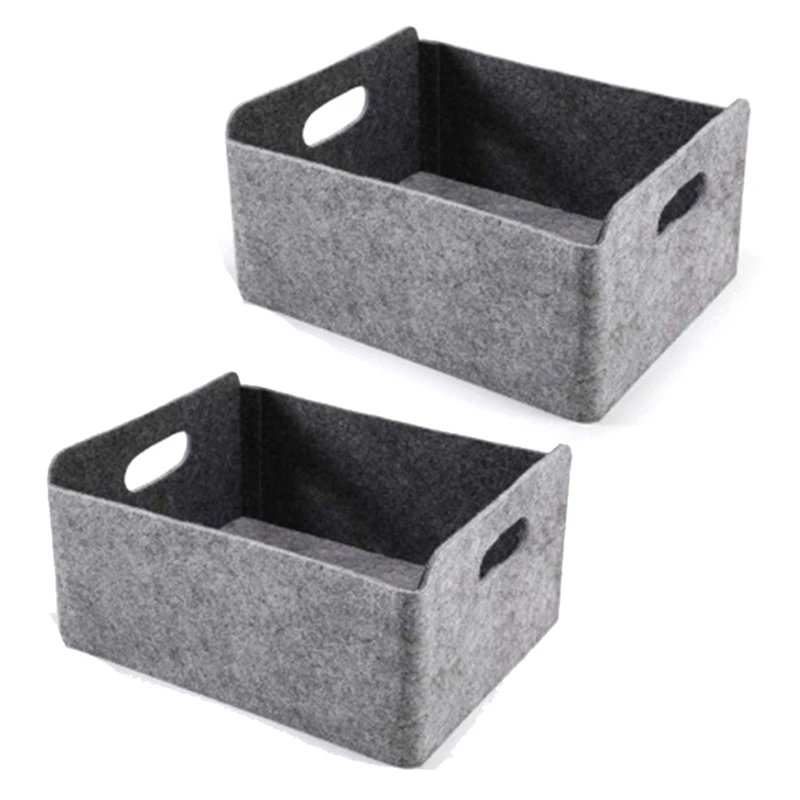 2Pcs Felt Storage Basket/Bin with Handles Collapsible &amp Convenient Solution | Дом и сад