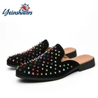 Летние Новые мужские туфли YEINSHAARS Babouche с заклепками, очаровательные слипоны в британском стиле, дизайнерские мужские повседневные шлепанцы, замшевые туфли, женская обувь 47