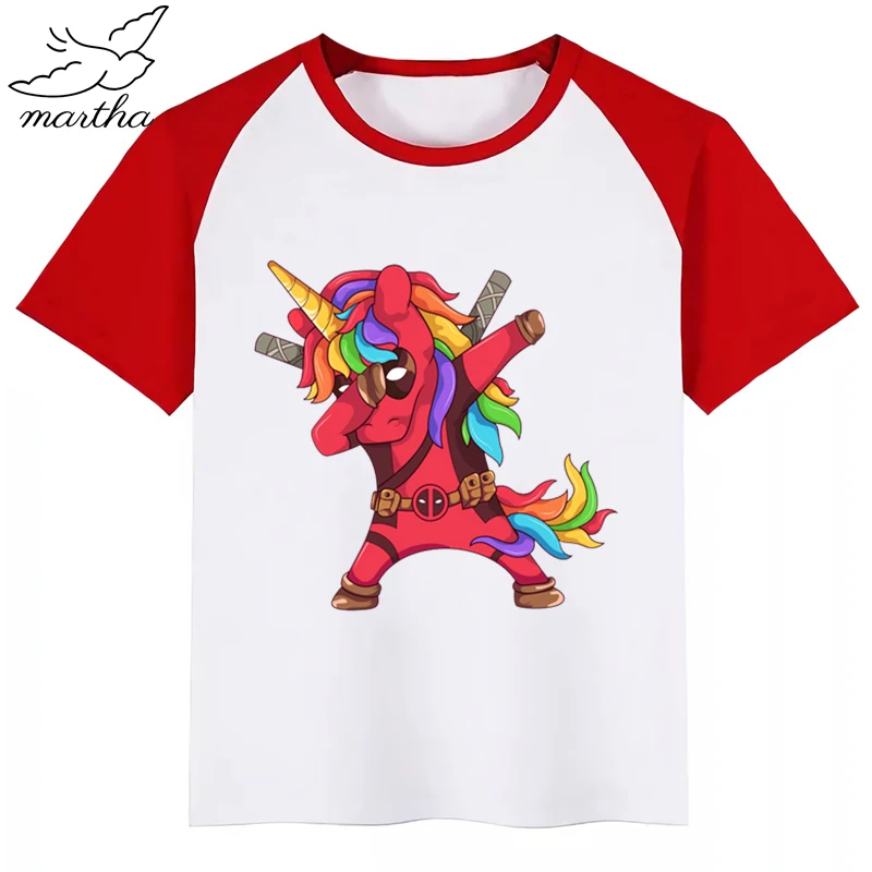 Deadpool/Детская футболка с принтом я Единорог летние топы для мальчиков и девочек