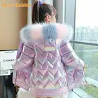 Куртка на пуху зимняя, износостойкая, ветрозащитная, яркая, теплая, 2021