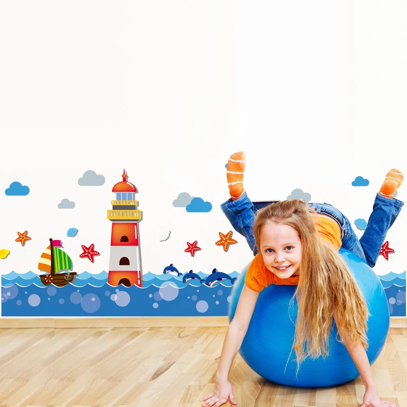 Парусная яхта маяк Виниловая наклейка сделай сам дизайн интерьера настенное