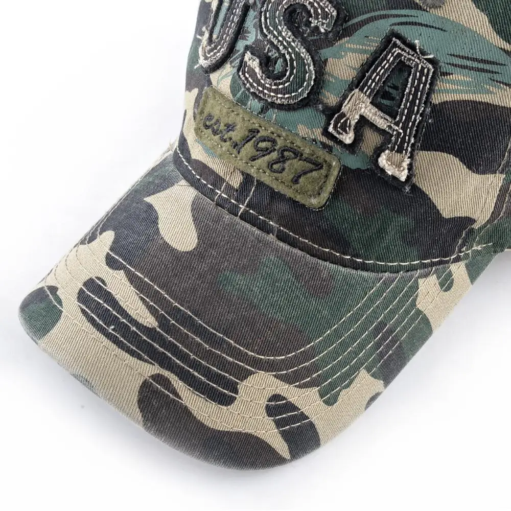 Бейсболка с камуфляжным рисунком вышивкой буквы USA папа шляпа мужская уличная