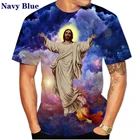 Мужская Удобная футболка hakuna с короткими рукавами, Классическая рубашка большого размера в стиле хип-хоп с 3D-принтом Иисуса, новинка 2021