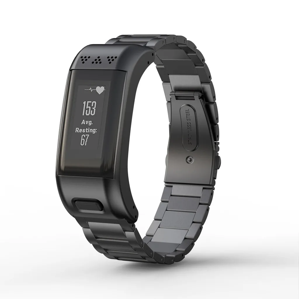 Ouhaobin Band For Garmin VIVOsmart HR+ Replacement 18mm Stainless Steel Metal Watch Strap smart wristband Accessories | Электроника