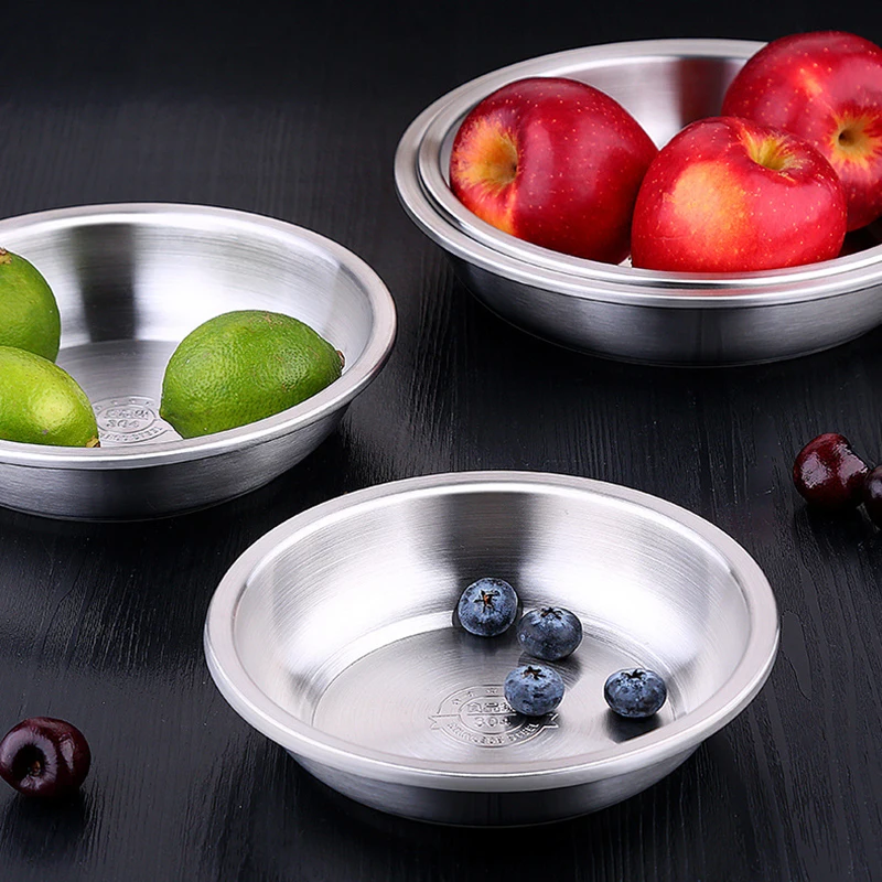 

Roestvrij Staal Diner Borden Westerse Steak Ronde Lade Nordic Servies Plaat Dessert Salade Snack Servies Taart Plaat