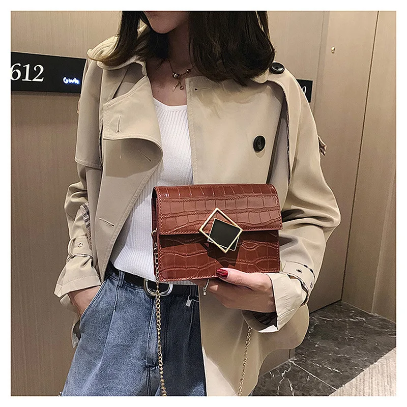 crocodile pattern luxury pu leather small flap bags for women 2021 simple shoulder crossbody handbags chains cross body bag free global shipping