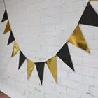 Новый Яркий скандинавский Золотой Черный Серебряный картонный баннер блестящая золотая Гирлянда Новогодние вечерние ничные принадлежности 12 флагов