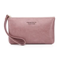 wristband long wallet for women fashion simple pu leather credit card holder large capacity ladies clutch purse for phone