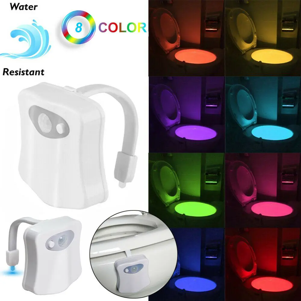 Фото 4 шт./компл. светодиодный RGB-светильник для унитаза с датчиком движения 8 цветов 4 шт./компл. светодиодный RGB-светильник для унитаза с датчиком движения 8 цветов