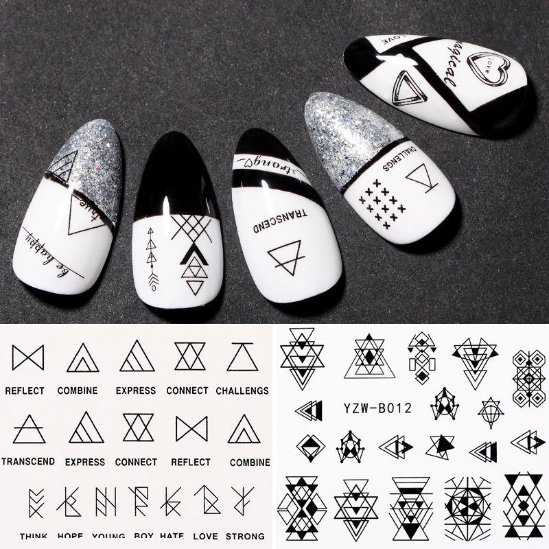 1 лист простых узоров наклейки для ногтей водонепроницаемые художественные