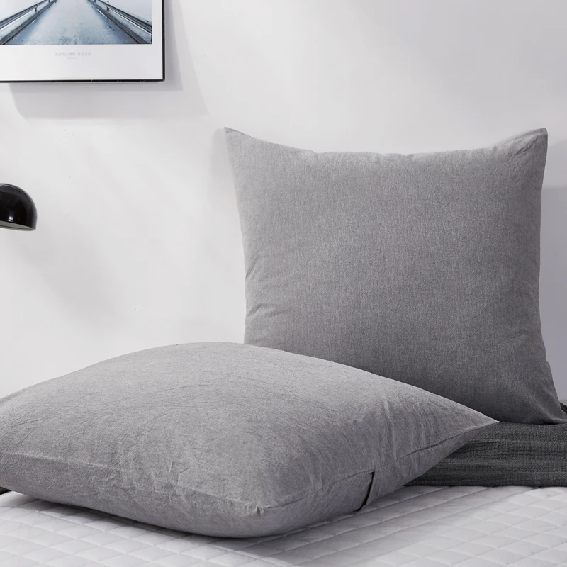PHF Cotton Back Cushion Pillow Cover 45*45 cm Yarn Dye Pad For Solid Two-Pack Solid Russet Red Dark Grey Blue Color