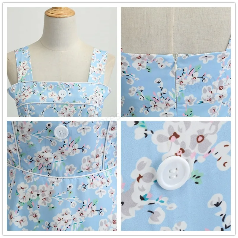 Винтажное платье 2021 повседневное летнее в цветочек для женщин халат 50S 60