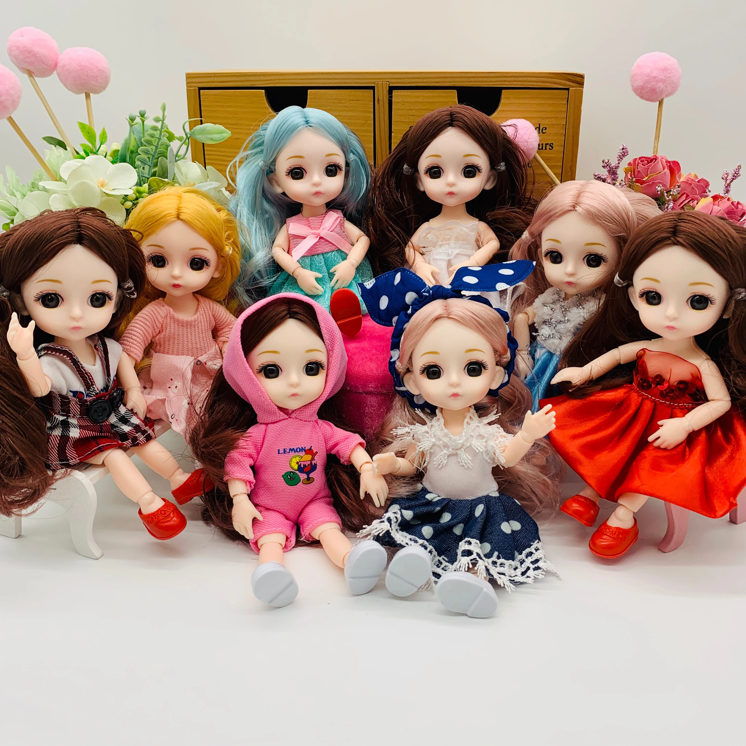 

New 6Inch 13 Movable Joint BJD Doll 3D Big Eyes Dolls Baby Girl Dress Up Fashion Dolls Holiday Gift Toys for Girls