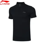 (Распродажа) мужская тренировочная футболка-поло Li-Ning, 100% хлопок, облегающая Повседневная Удобная футболка с подкладкой, дышащая Спортивная футболка APLR005