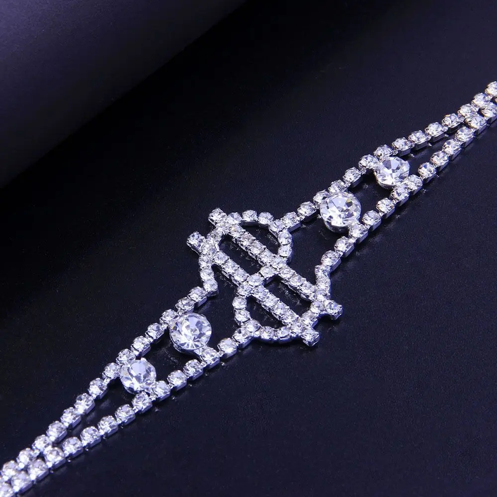

Shiny Rhinestone Sign Dollar Belly Chain Body Jewelry for women Summer Bikini Sexy Double Crystal Waist Chain Belt Body Chain
