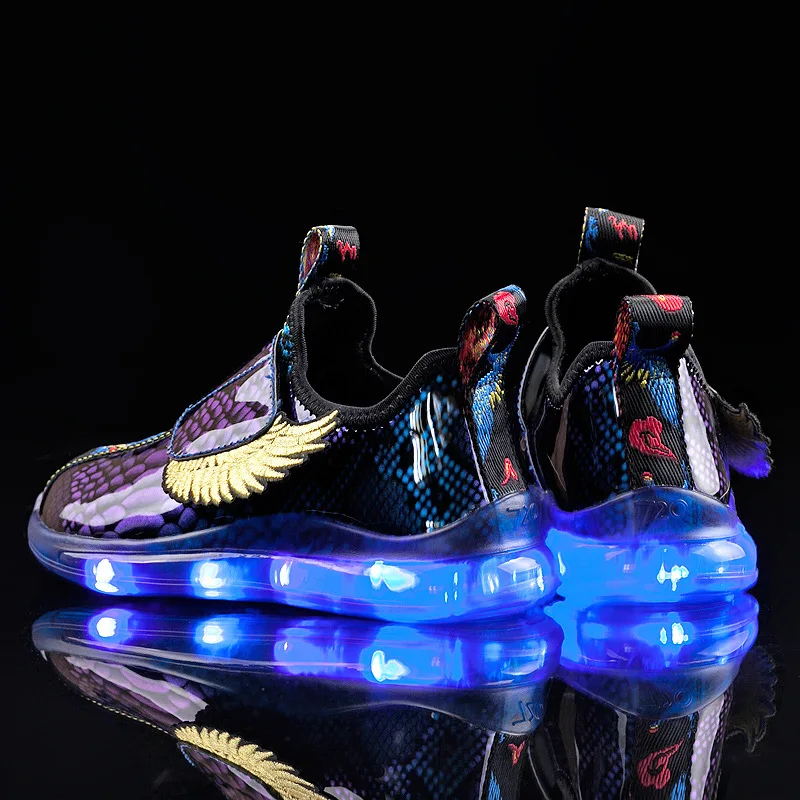 

Mudipanda Gold Wings Shoes Light Up Shoes Boys Big Girls Shoes High-top Radiant Led Light Children's Shoes Sneakers