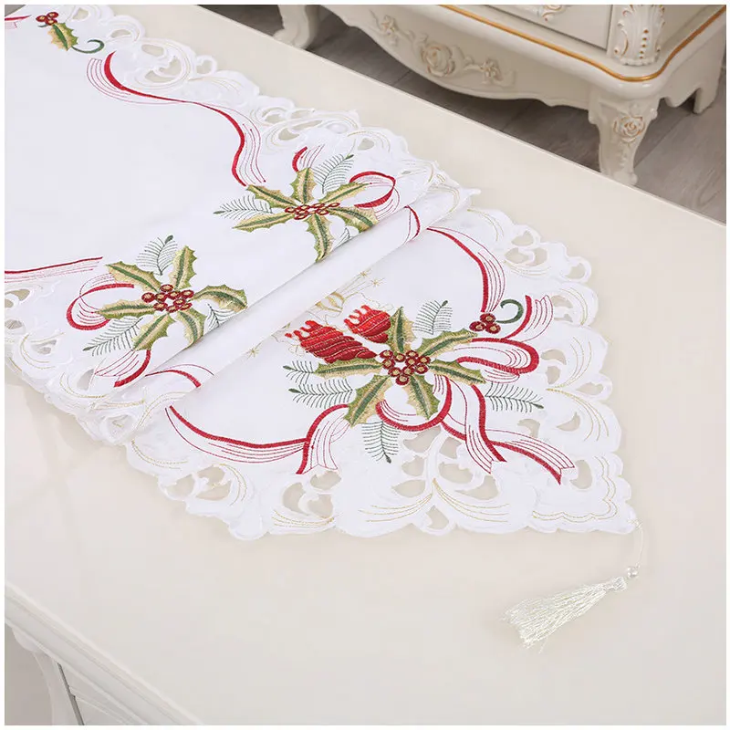 Vezon нового дизайна с вышивкой ришелье Настольная дорожка Рождественское