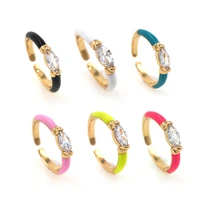 luxury ladies shiny olive ring zircon ladies original colorful enamel ring brand wedding jewelry gift statement