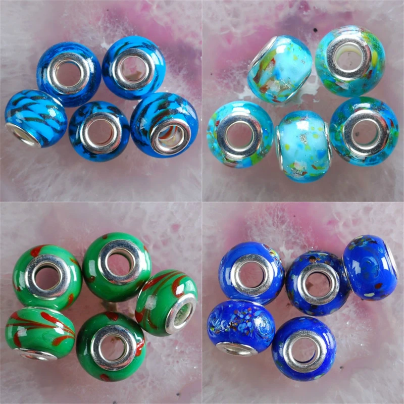 

5Pcs 10x13mm Lampwork Glass Beads Spacer Loose Bead For Jewelry Making DIY Necklace Bracelet Design Charms Accessories