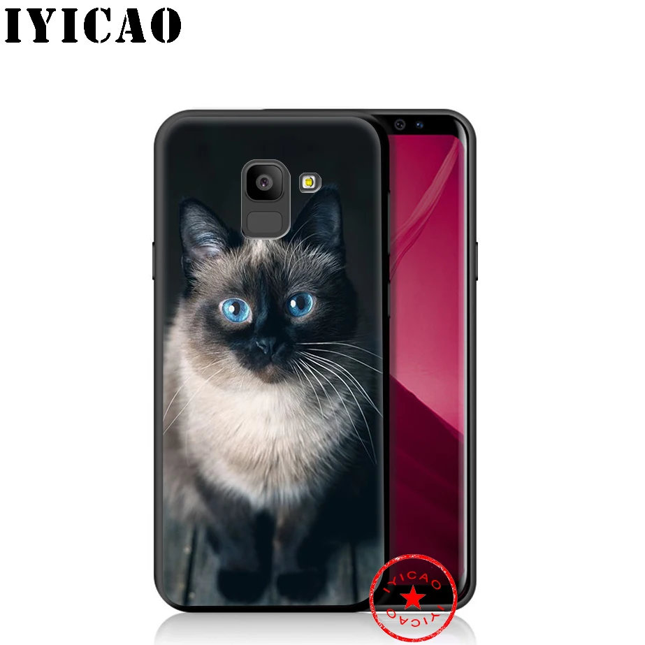 IYICAO милый мягкий чехол для телефона с сиамским котом Samsung Galaxy A9 A8 A7 J6 A6 Plus 2018 A5 A3 2016