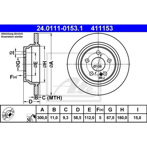 Диск тормозной задний MB W220 2.8-3.7/3.2CDi 98 ATE 24.0111-0153 | Автомобили и мотоциклы