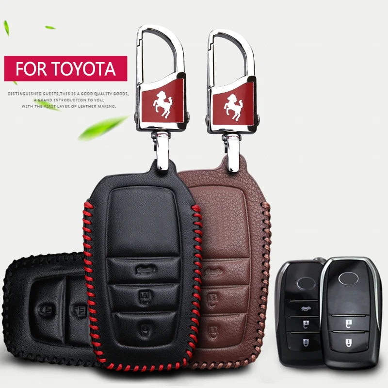 Чехол для автомобильных ключей из натуральной кожи Toyota high Lander Cnder Rav4 Chr Corolla Aqua Camry