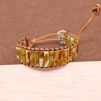 natural stone chakra bracelet handmade multi color tube beads jewelry leather wrap bracelet couples bracelets creative gifts