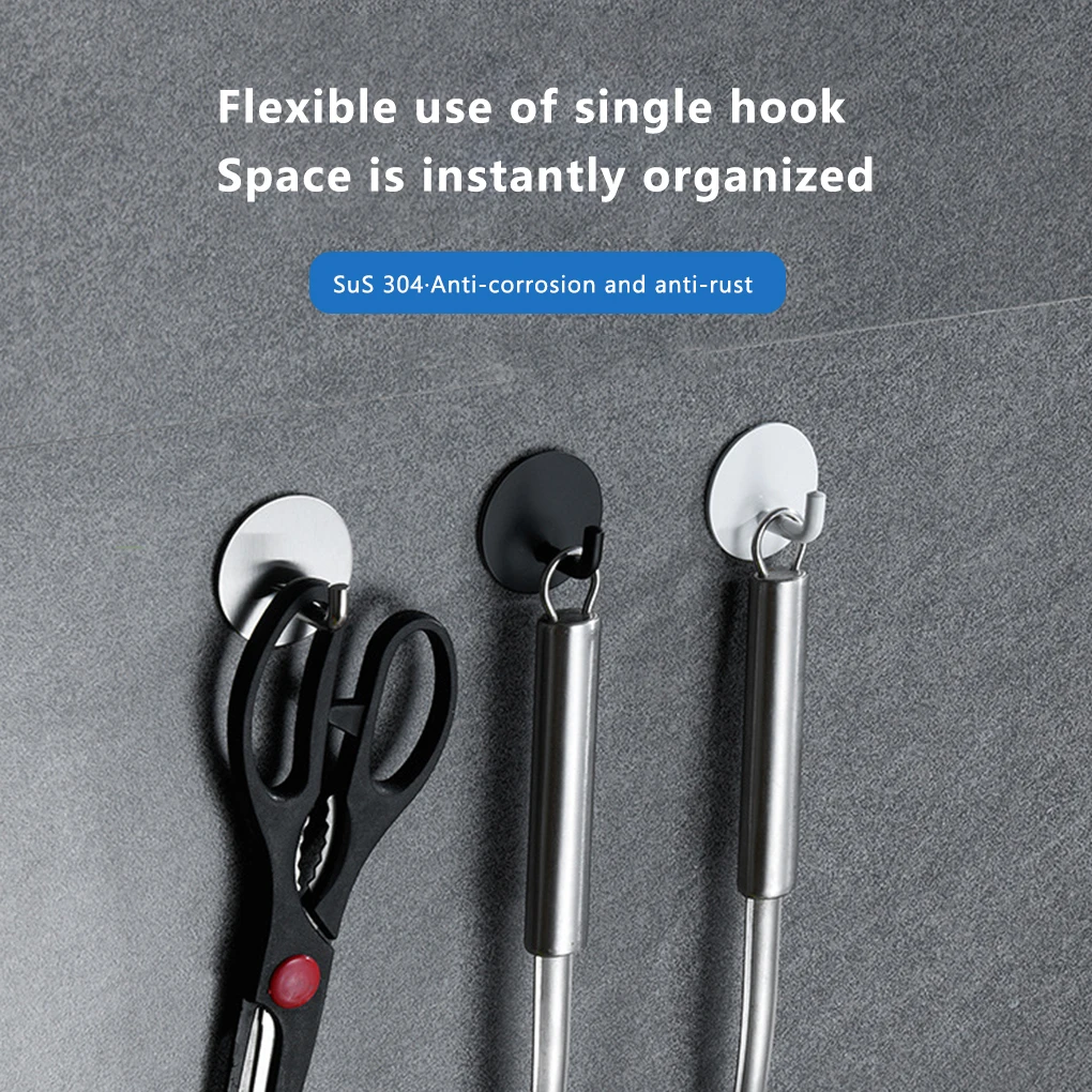 

1PC Stainless Steel High-end Hook Self Adhesive Clothes Hange Bags Key Rack Kitchen Towel Hanger Bathroom Accessories Organizer