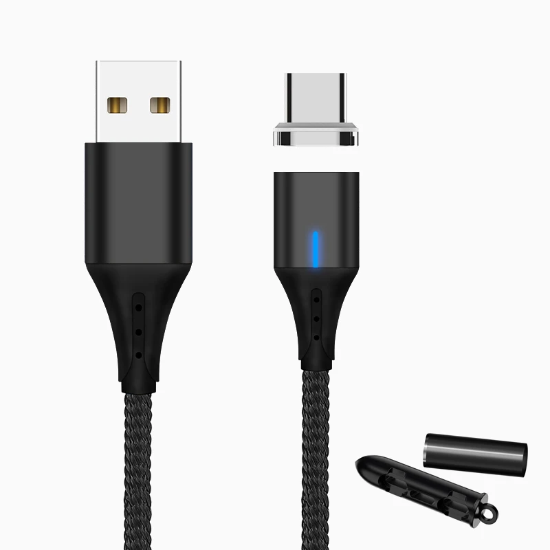 black type c plug SUNPHG мобильного телефона 3A Магнитный кабель Зарядное устройство 2 м микро Тип usb C кабель для передачи данных для iPhone x samsung S8 S9 huawei Быстрая зарядка 3,0 - Цвет: black type c plug