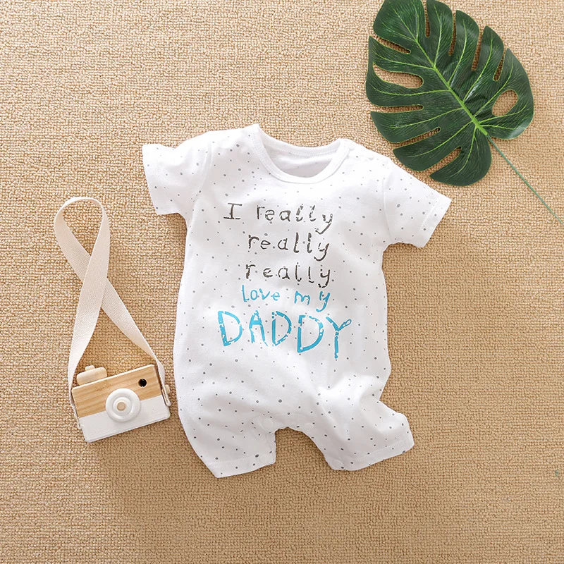 Одежда для новорожденных мальчиков и девочек с надписью I Love Mommy Daddy комбинезон