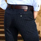 Мужские хлопковые эластичные повседневные брюки, однотонные деловые брюки на все сезоны, 2020