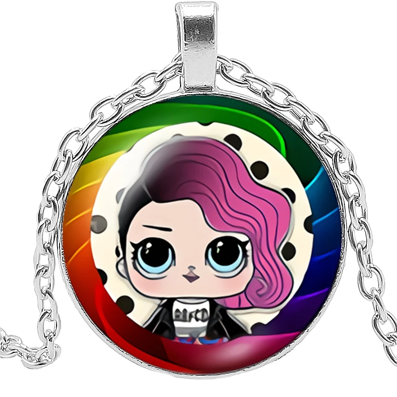 2019 Explosion New Fashion Anime Cartoon Doll Head Necklace 3 Color Glass Convex Cute Child Pendant | Украшения и аксессуары