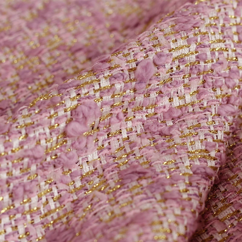 White waxberry Italy Purple Pink Fil-Lumiere Tweed Fabric GarmentMaterial Women Jacket Coat Sewing Cloth Tailor Freeshipping