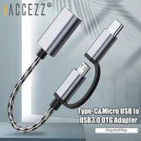 accezz 2 in 1 micro usb type c adapter cable for samsung s10 xiaomi huawei tablet micro usb c male to usb3 0 female otg adapter