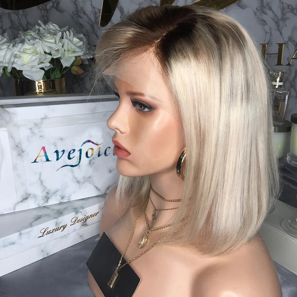 AVEJOICE Main 16 # Color Root 6 #13*4 Короткие парики из человеческих волос на шнурке индийские