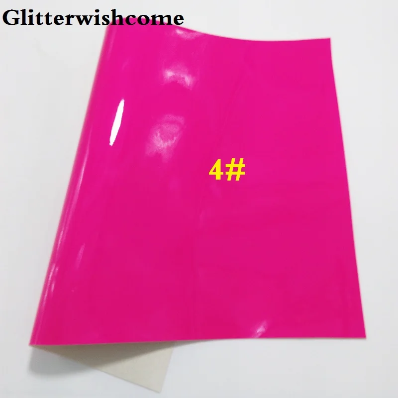 4 Glitterwishcome 30X134 см мини рулон синтетическая кожа, Флуо лакированная гладкая кожа, искусственная из искусственной кожи Ткань Винил для бантов, GM024 - Цвет: 4