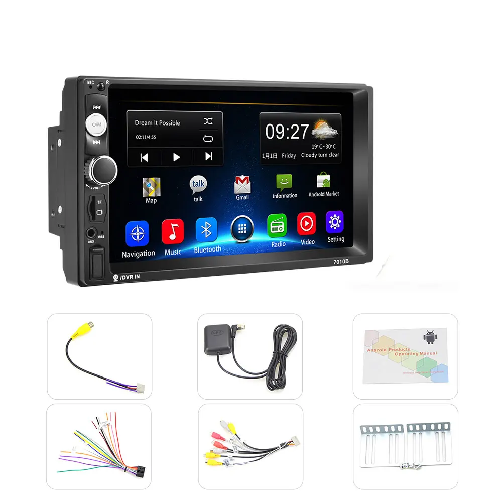 Podofo 2din Автомагнитола Android gps Navi WiFi TF автомобильный мультимедийный плеер стерео для VW TOYOTA GOLF Nissan hyundai CR-V Авторадио
