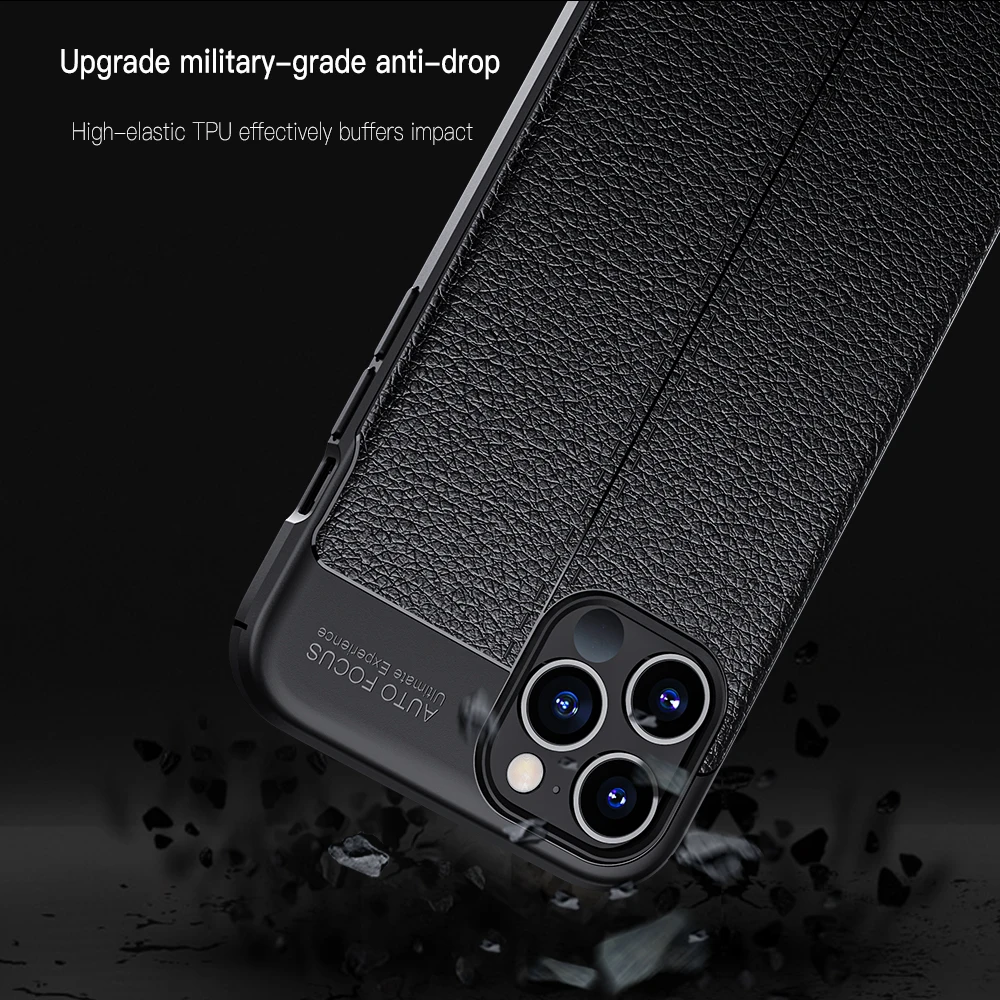 KEYSION чехол для телефона iPhone 12 Pro Max личи кожа Текстура ТПУ Силиконовый