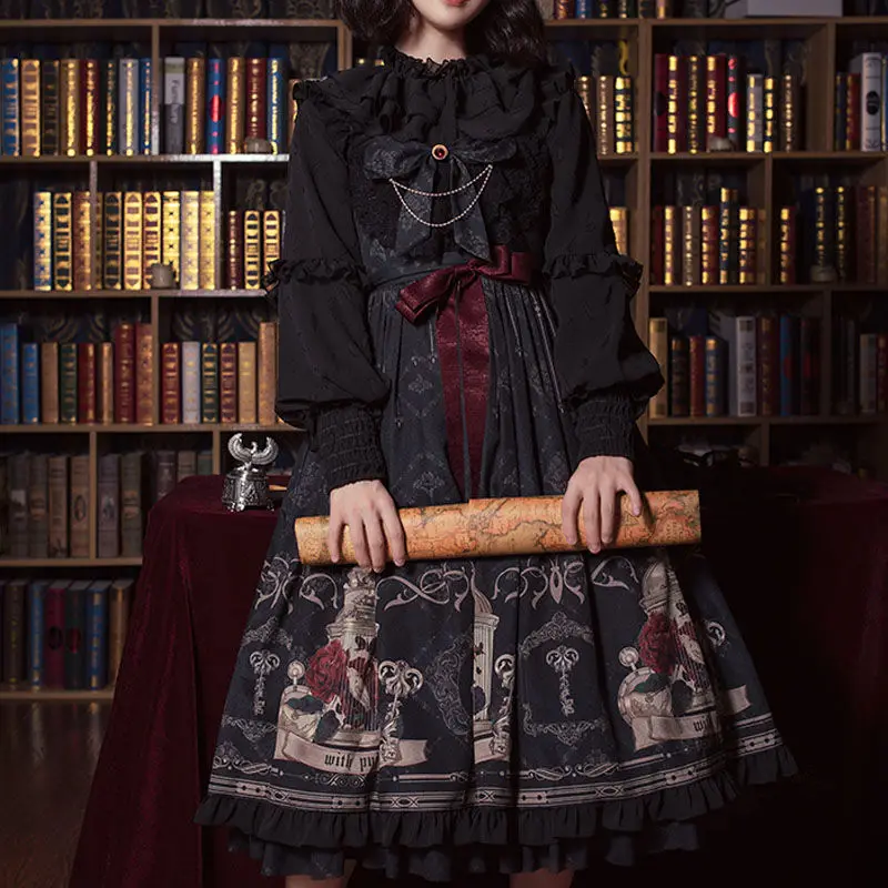 

Lolita JSK dress nightingale and rose jsk dress gothic style dark Vintage Victorian Princess Party Dress Sleeveless lolita dress