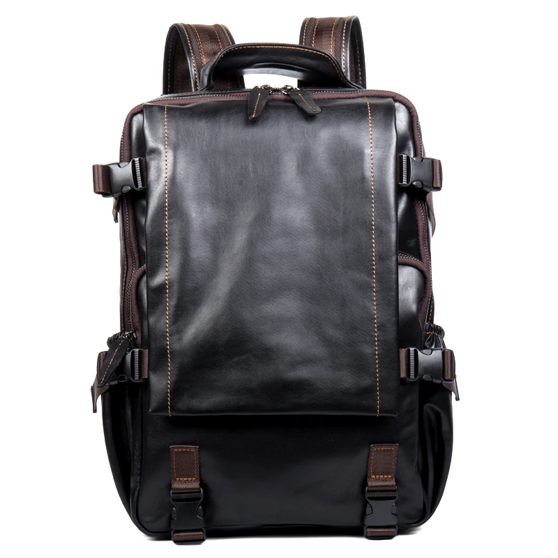

Genuine Leather Backpack Fashion Business Laptop Waterproof Vintage Travel Softback Backpack Mochila Hombre Bags for Men DB60BB