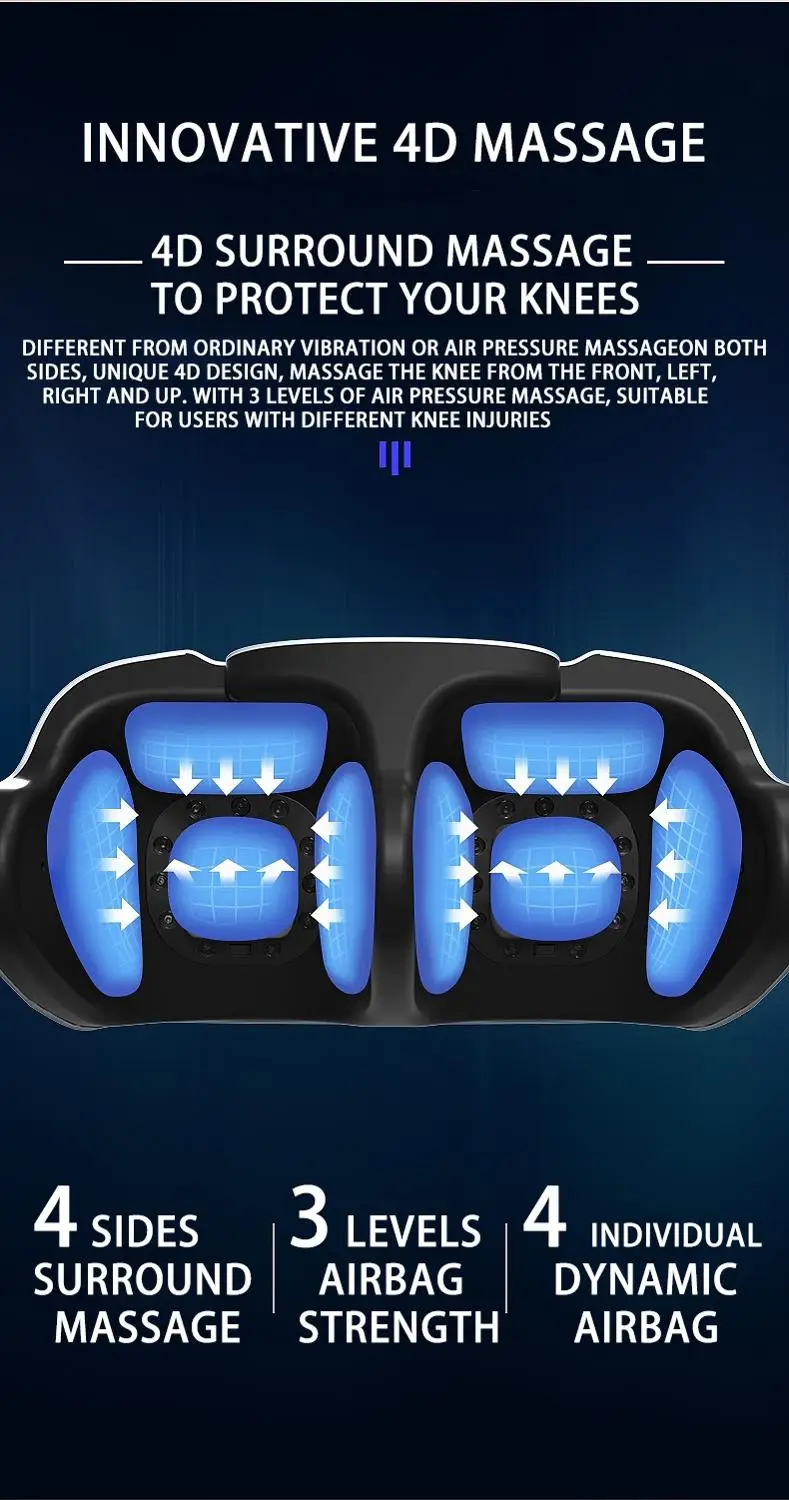 Массажер коленный 4d двойной с инфракрасным подогревом высокочастотный