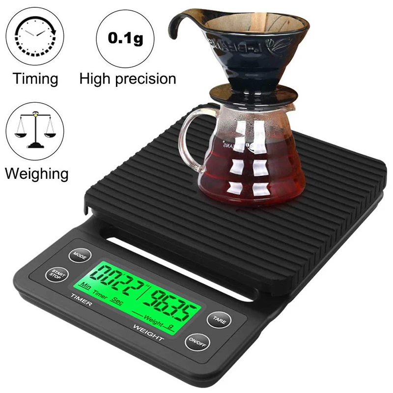 

Цифровые весы для кофе с таймером, высокоточные кухонные весы для еды с функцией тарирования, высокоточный датчик, 2021