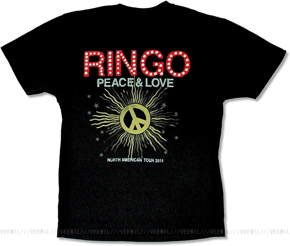 Ringo Starr Peace Ray Tour 2014 черная футболка для мужчин и женщин Мужская с винтажным