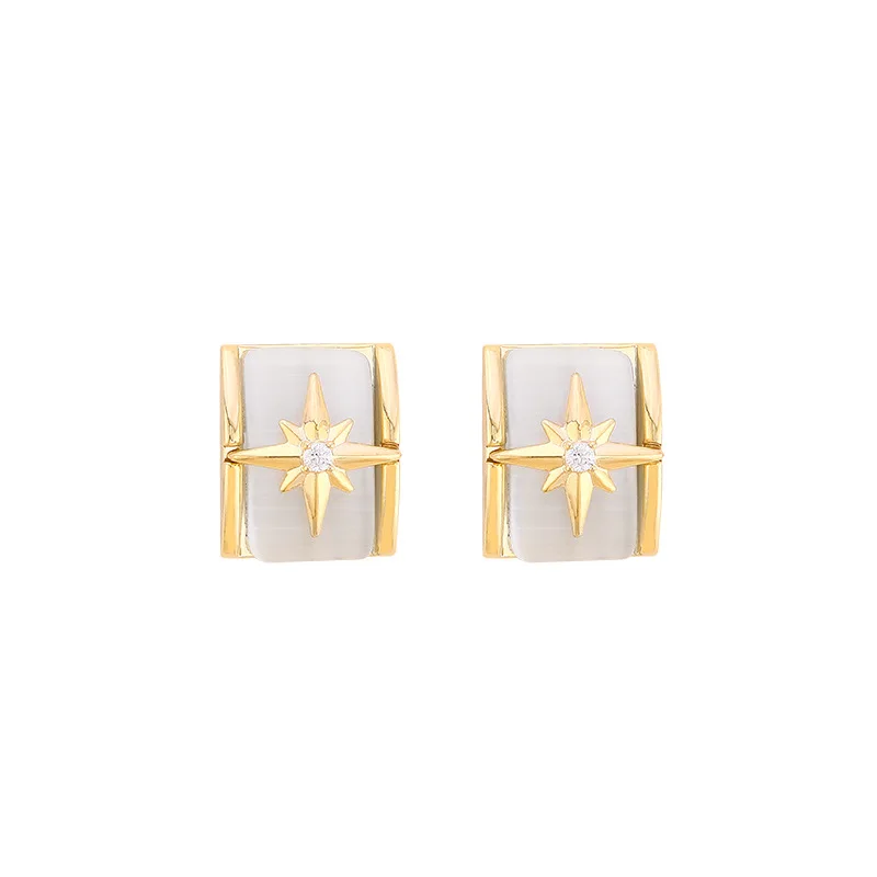 

2020 New Fashion Cat's Eye Square Earrings For Woman Luxury Korean Jewelry Design Feeling Star Shaped Earrings Unusual Earrings